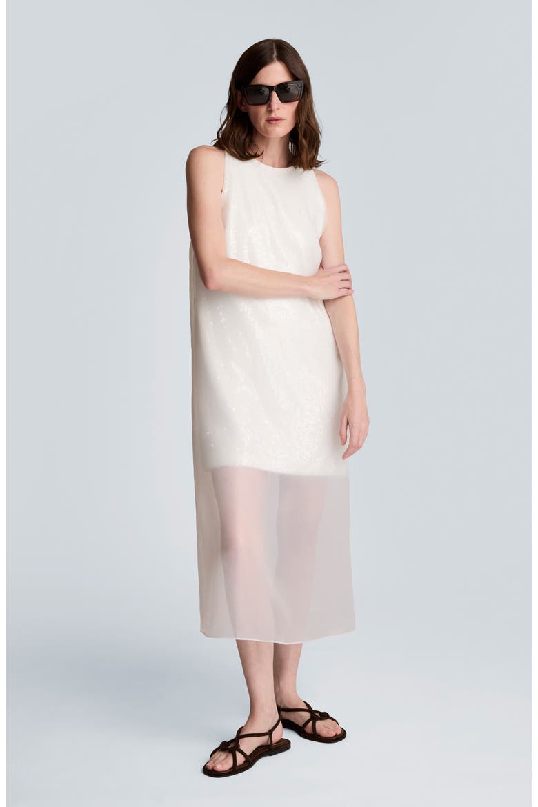 Sheer Overlay Dress, Alternate, color, FEATHER WHITE
