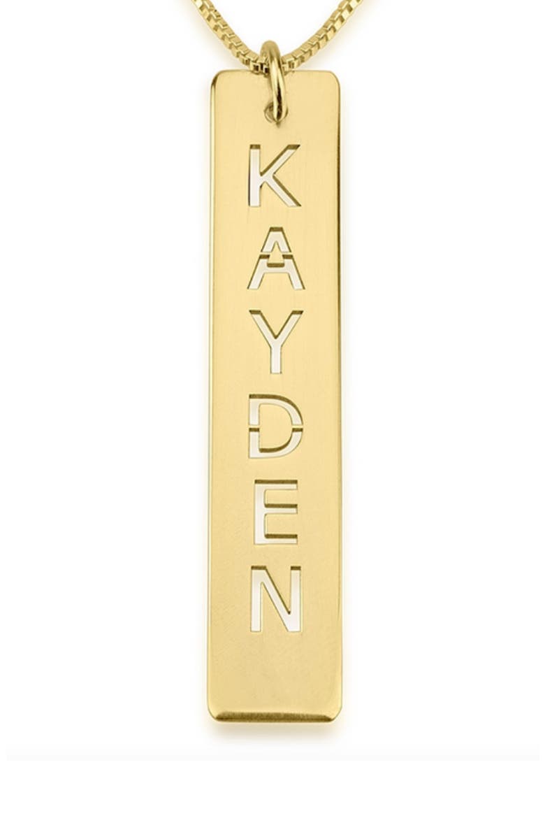 Personalized Bar Pendant Necklace, Main, color, GOLD PLATED