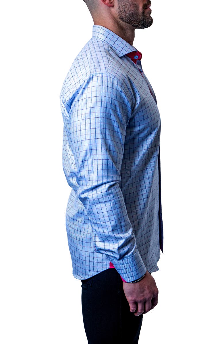 Maceoo Einstein Check Sky Blue Contemporary Fit Button-Up Shirt, Alternate, color, 
