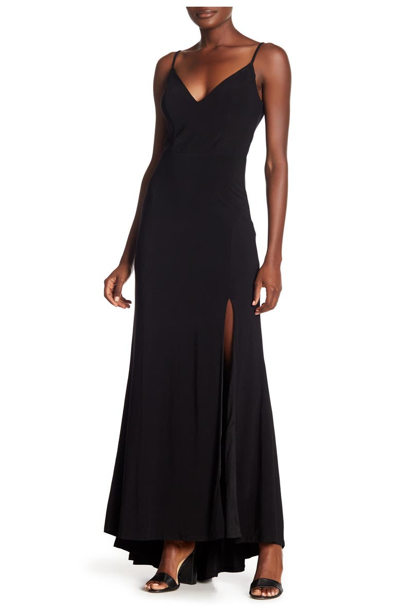 Jump Apparel Plunge V-Neck Jersey Gown, Main, color, 