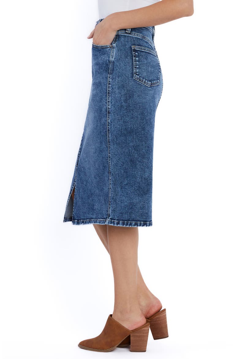 Silver Denim Midi Skirt, Alternate, color, SILVER BLUE