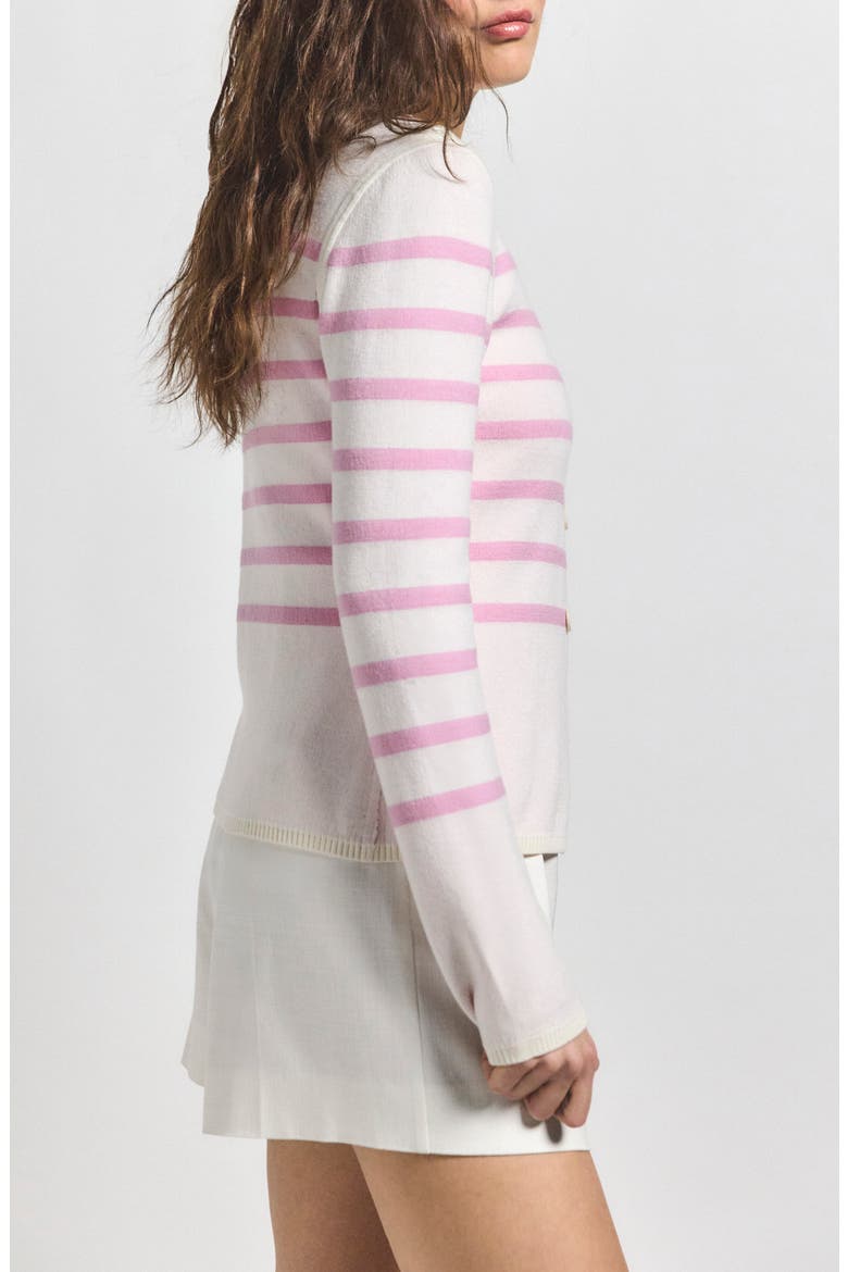 Mariana Reversible Stripe Wool Blend Cardigan, Alternate, color, VENETIAN PINK MULTI