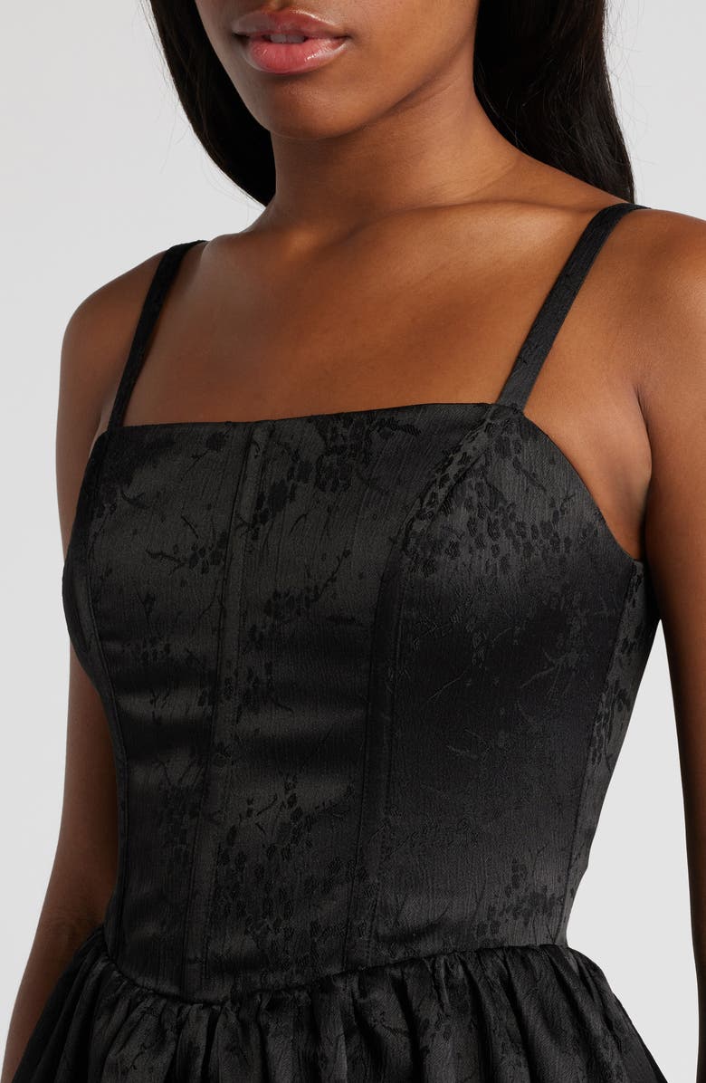 All in Favor Satin Jacquard Bubble Hem Minidress, Alternate, color,