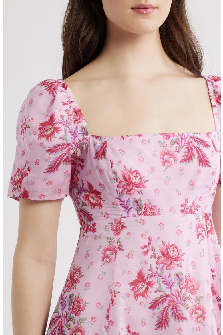The Matilda Floral Print Puff Sleeve Maxi Dress, Alternate, color, DELFT BOUQUET PINK
