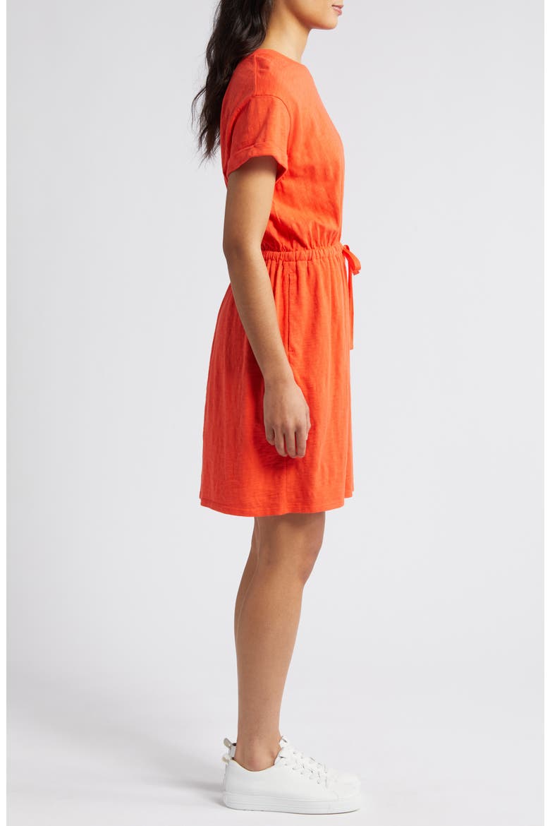 Drawstring Waist Organic Cotton T-Shirt Dress, Alternate, color, RED GRENADINE