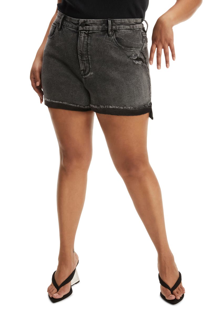 Good American Good Curve High Waist Cutoff Shorts, Main, color, 