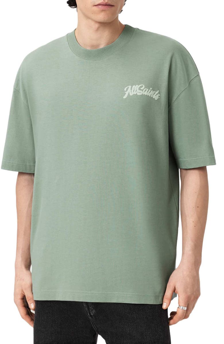 AllSaints Odyssey Cotton Graphic T-Shirt, Main, color, Spring Green