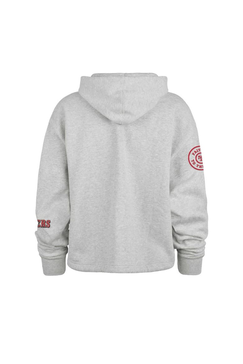 Women's '47 Heather Gray San Francisco 49ers High Hopes Long Sleeve Cropped Hoodie, Alternate, color, Heather Gray