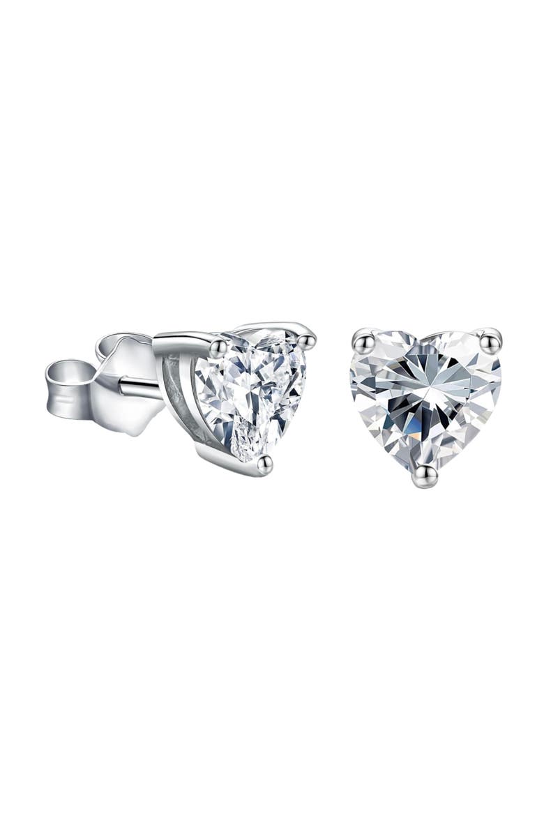 Sterling Silver Heart Cut Moissanite Studs, Main, color, Silver