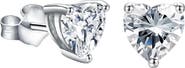 Donatello Gian Sterling Silver Heart Cut Moissanite Studs