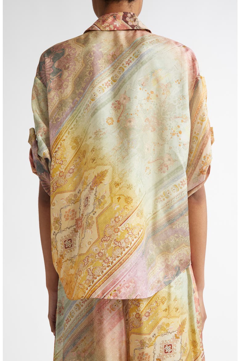 Tallow Relaxed Silk Button-Up Shirt, Alternate, color, OMBRE MULTI