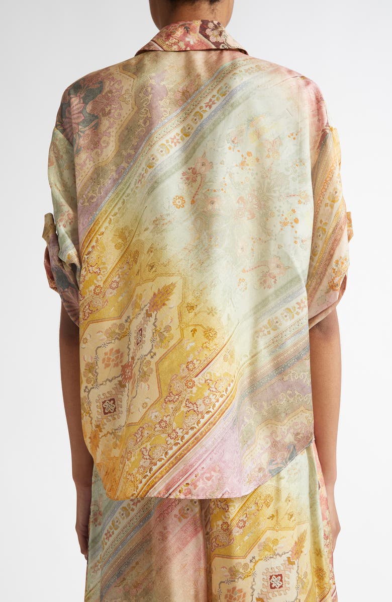 Zimmermann Tallow Relaxed Silk Button-Up Shirt, Alternate, color,