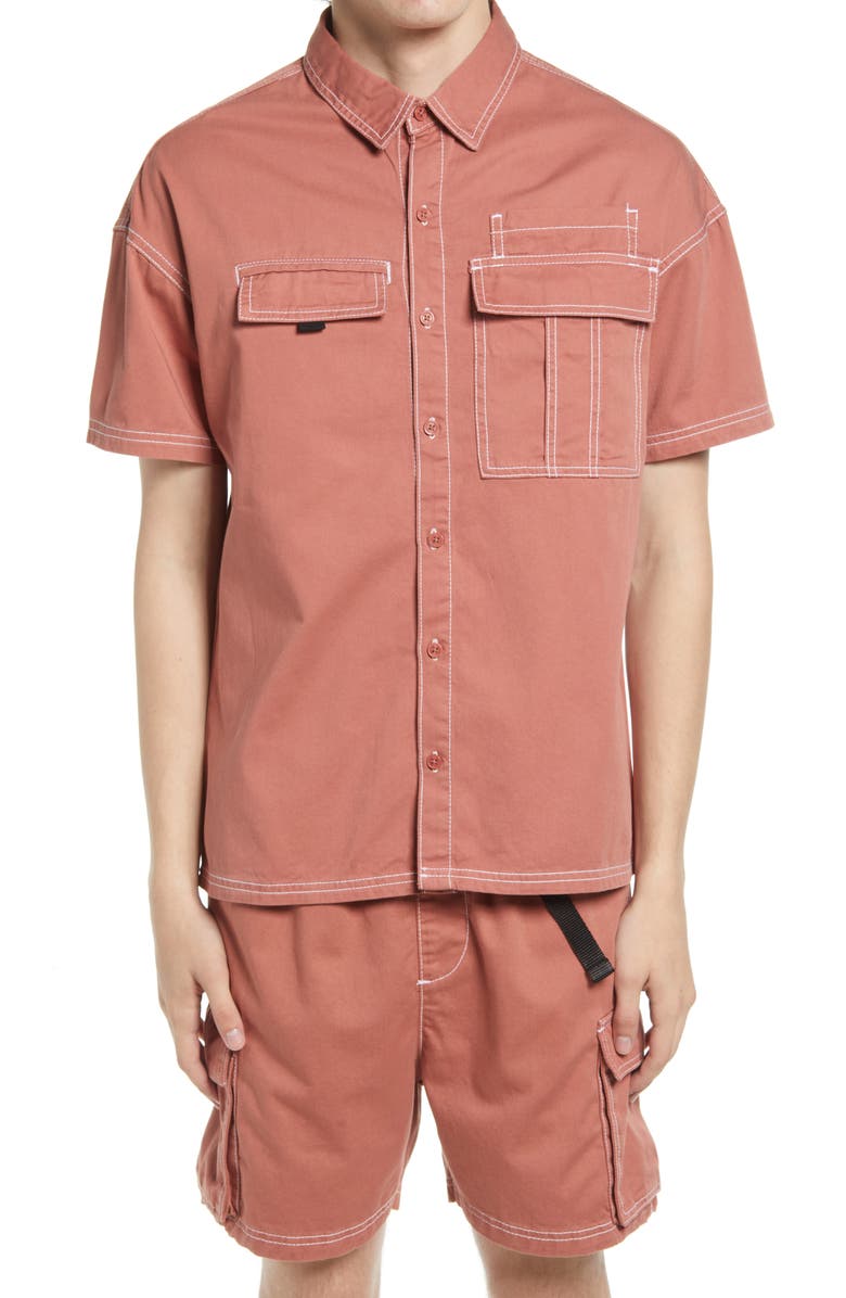 Native Youth Washed Cotton Button Down Shirt, Main, color,