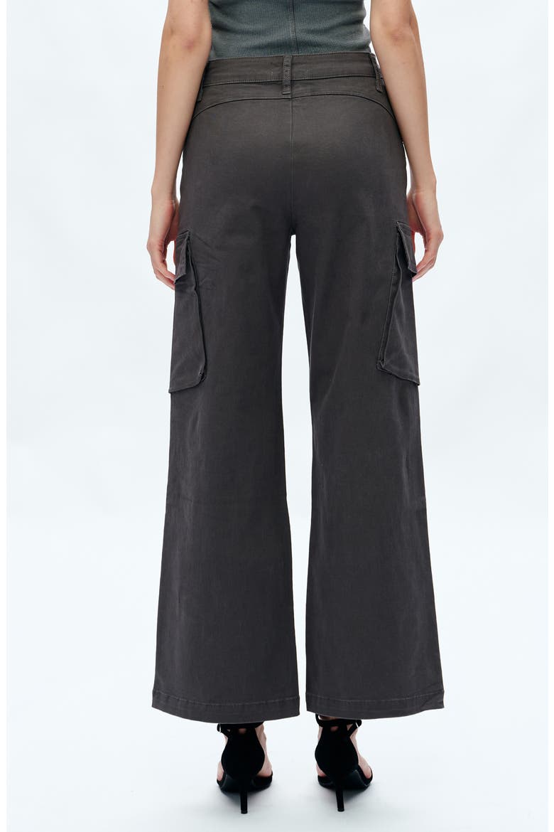 Fann High Waist Wide Leg Cargo Jeans, Alternate, color, GRAY