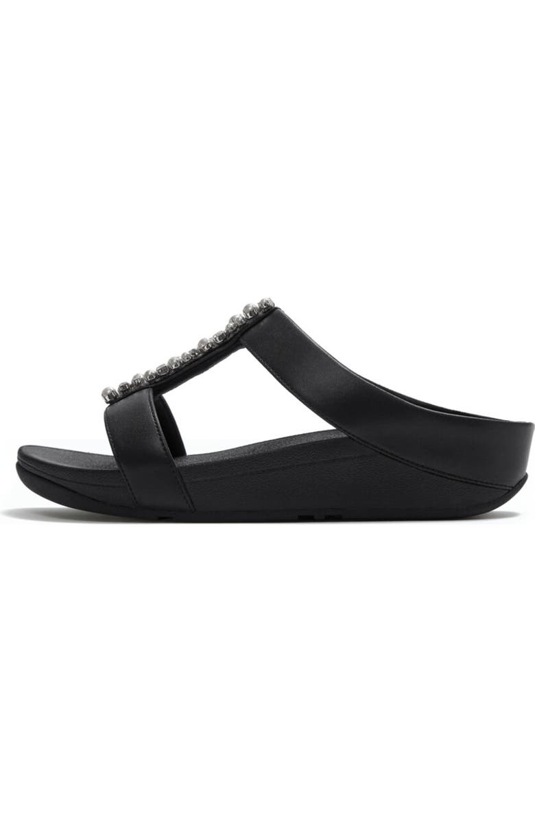FitFlop Fino Pearls and Crystal H Bar Slides, Alternate, color, Black