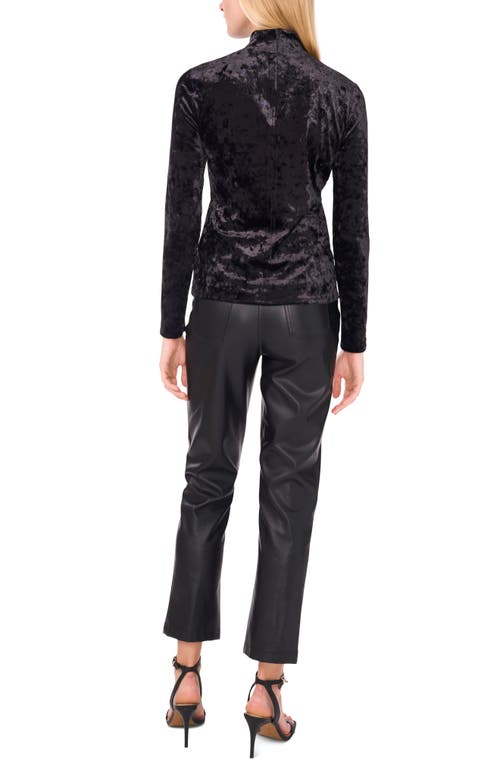 1.state Mock Neck Long Sleeve Crushed Velvet Top In Black