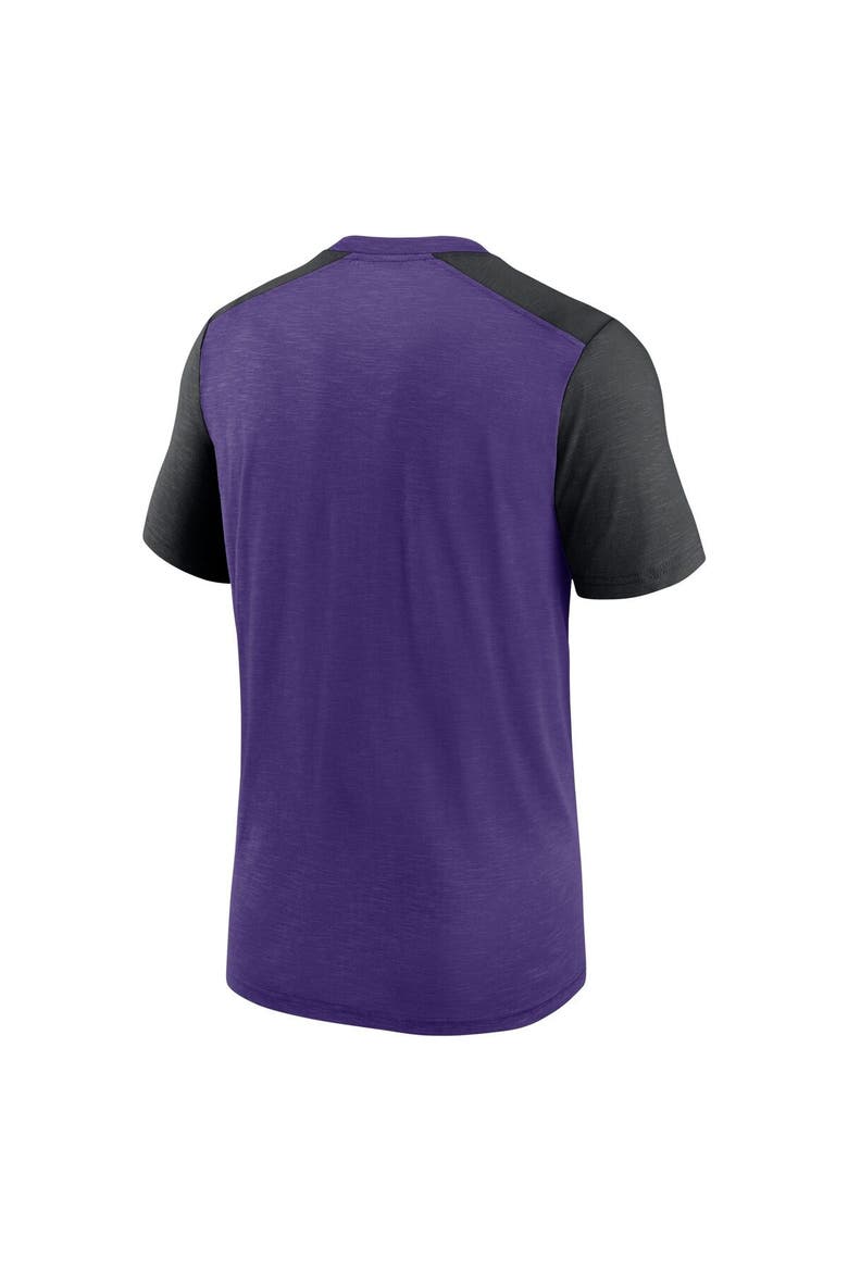 Men's Nike Heathered Purple/Heathered Black Minnesota Vikings Color Block Team Name T-Shirt, Alternate, color, Heather Purple