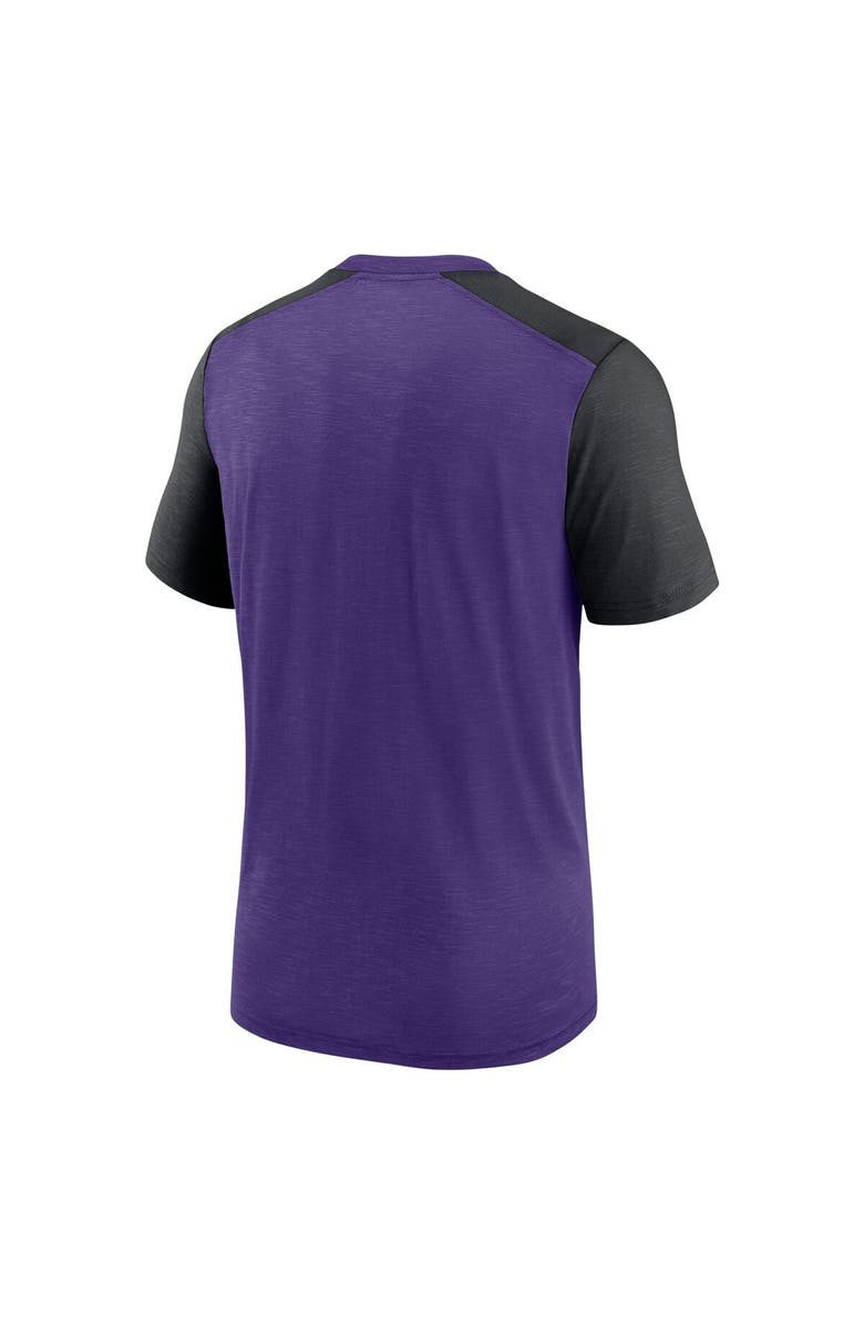 Nike Men's Nike Heathered Purple/Heathered Black Minnesota Vikings Color Block Team Name T-Shirt, Alternate, color, Heather Purple