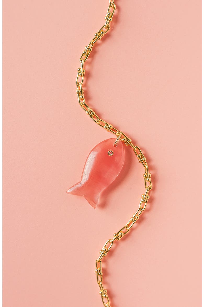 Pisces Pendant Necklace, Alternate, color, PINK/ GOLD