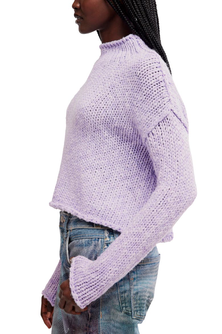 Opal Roll Neck Crop Sweater, Alternate, color, PURPLE SATIN