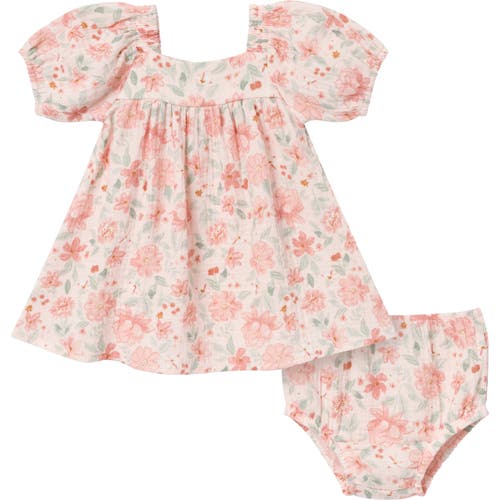 Modern Moments™ By Gerber Puffed Sleeve Dress And Diaper Cover Set In Light Rose Watercolor Floral