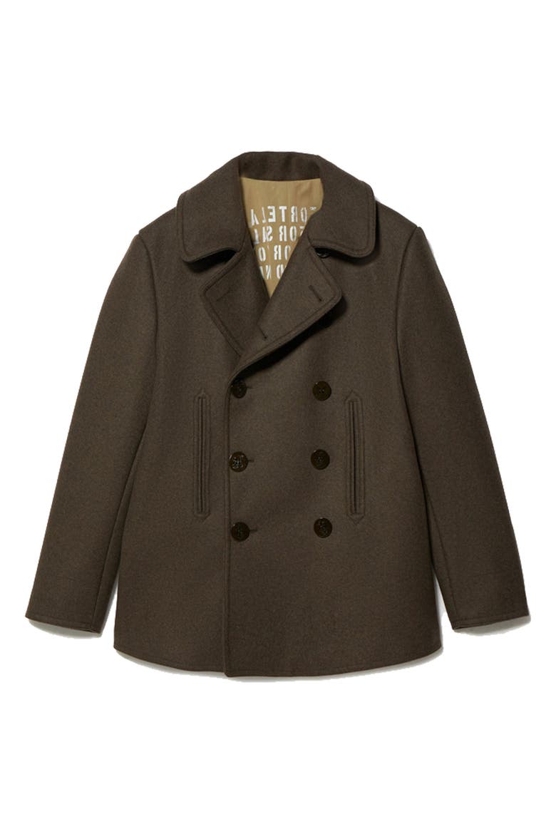 Peacot Double Breasted Wool Blend Coat, Main, color, Green