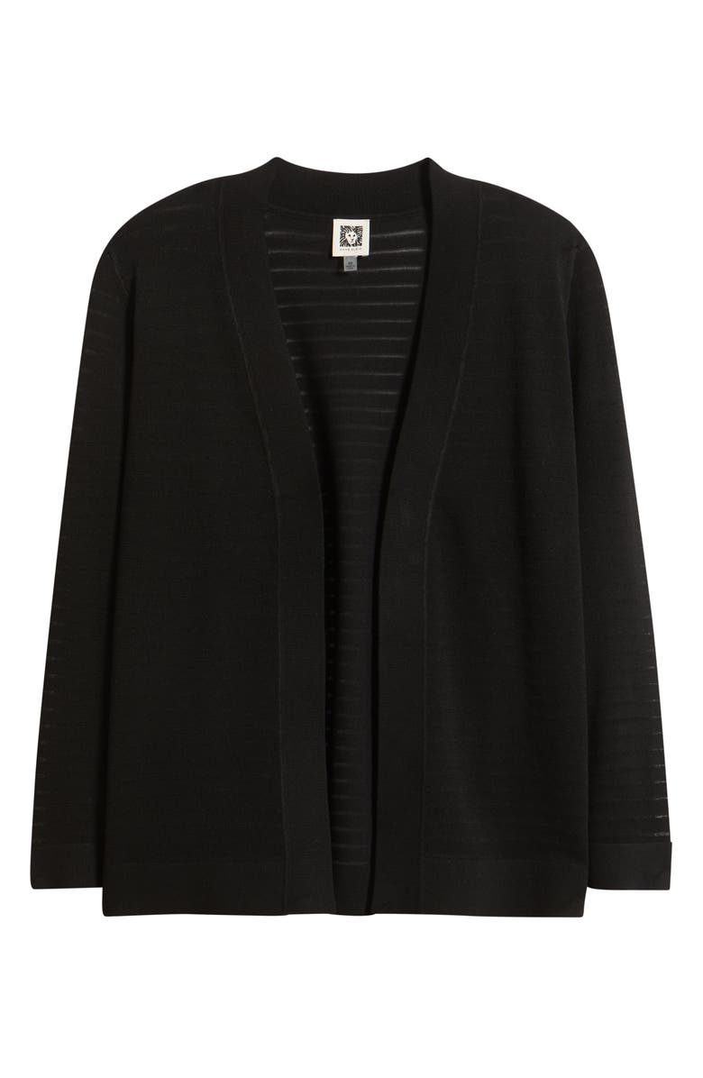 Anne Klein Sheer Stripe Open Front Cardigan, Alternate, color, Anne Black