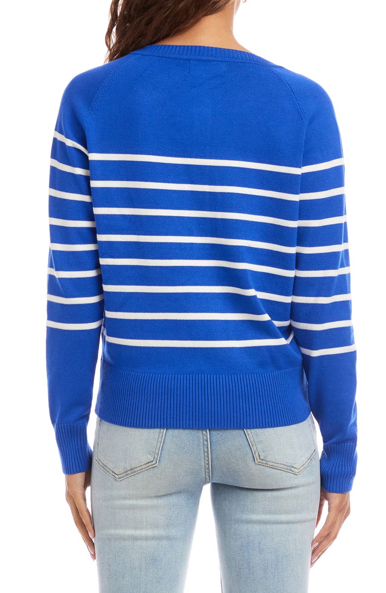 Karen Kane Stripe Henley Sweater, Alternate, color, Blue/ Soft White