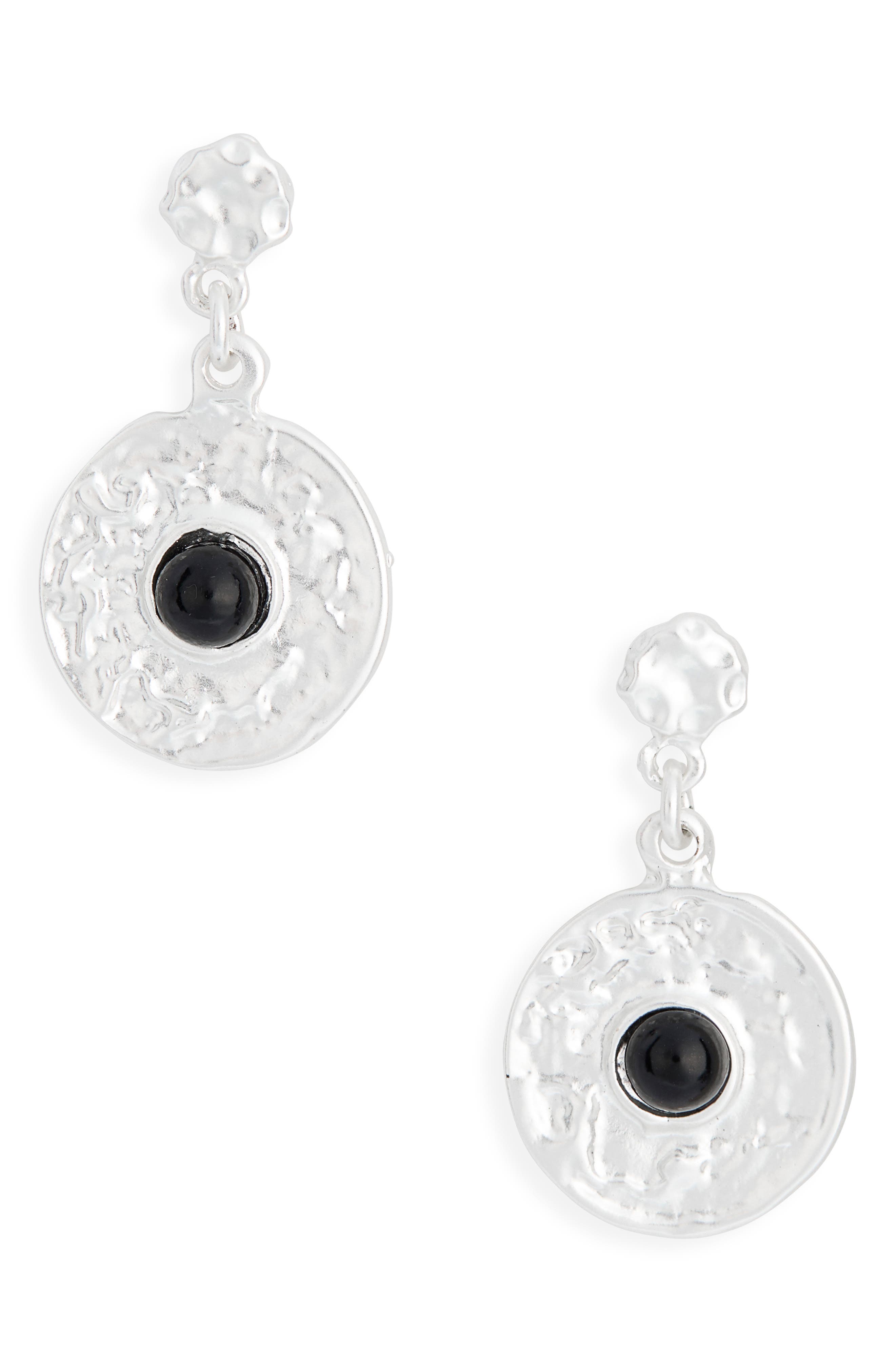 Karine Sultan Black Faux Pearl Disc Drop Earrings