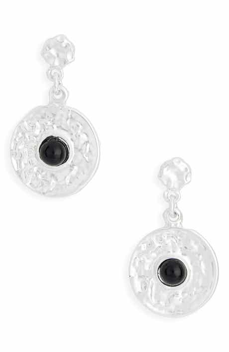 Karine Sultan Black Faux Pearl Disc Drop Earrings