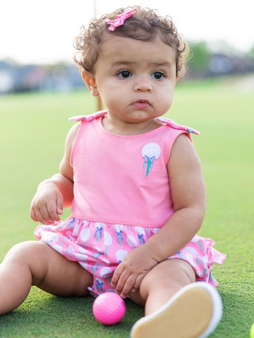Rufflebutts Baby/toddler Knit Tie Shoulder Bubble Romper In Multi