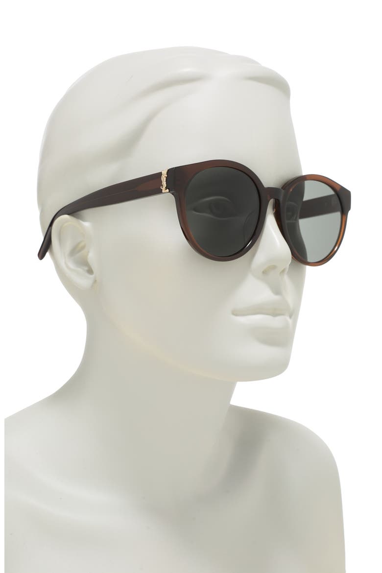55mm Modified Round Sunglasses, Alternate, color, BROWN BROWN GREY