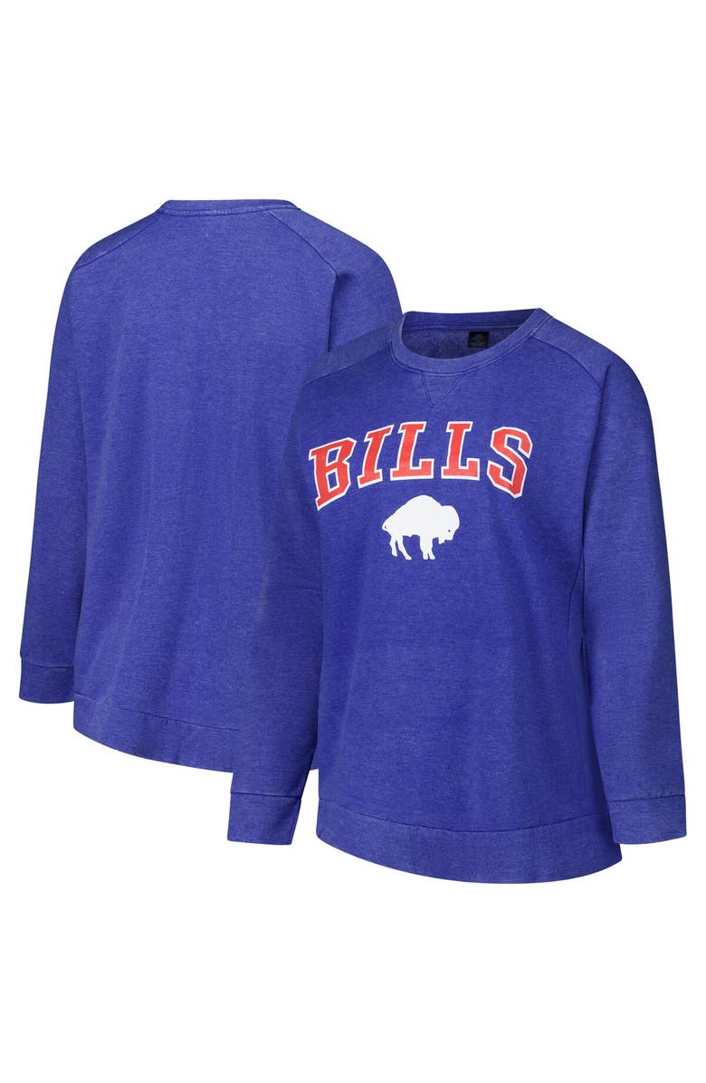 PROFILE Women's Fanatics Royal Buffalo Bills Acid Wash Raglan Pullover Sweatshirt, Main, color, Royal