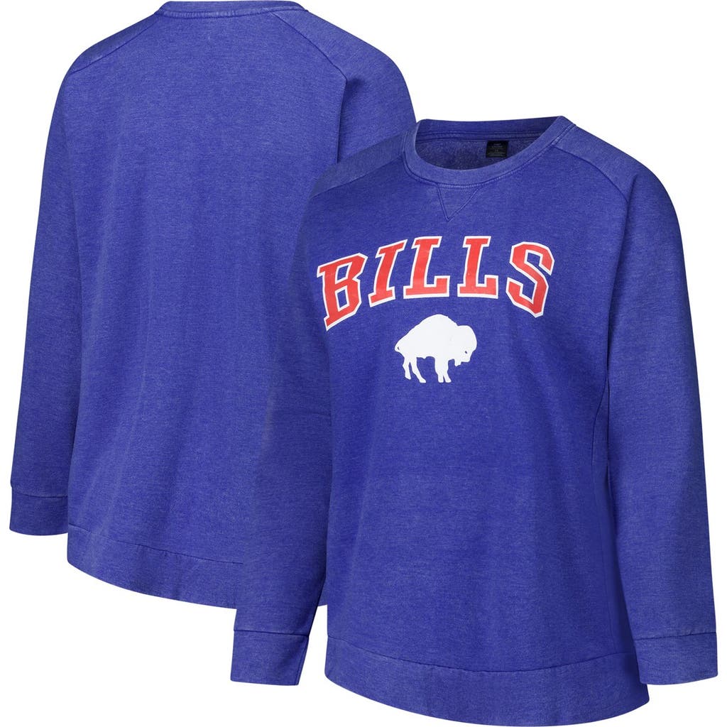 Profile Fanatics  Royal Buffalo Bills Acid Wash Raglan Pullover Sweatshirt In Blue
