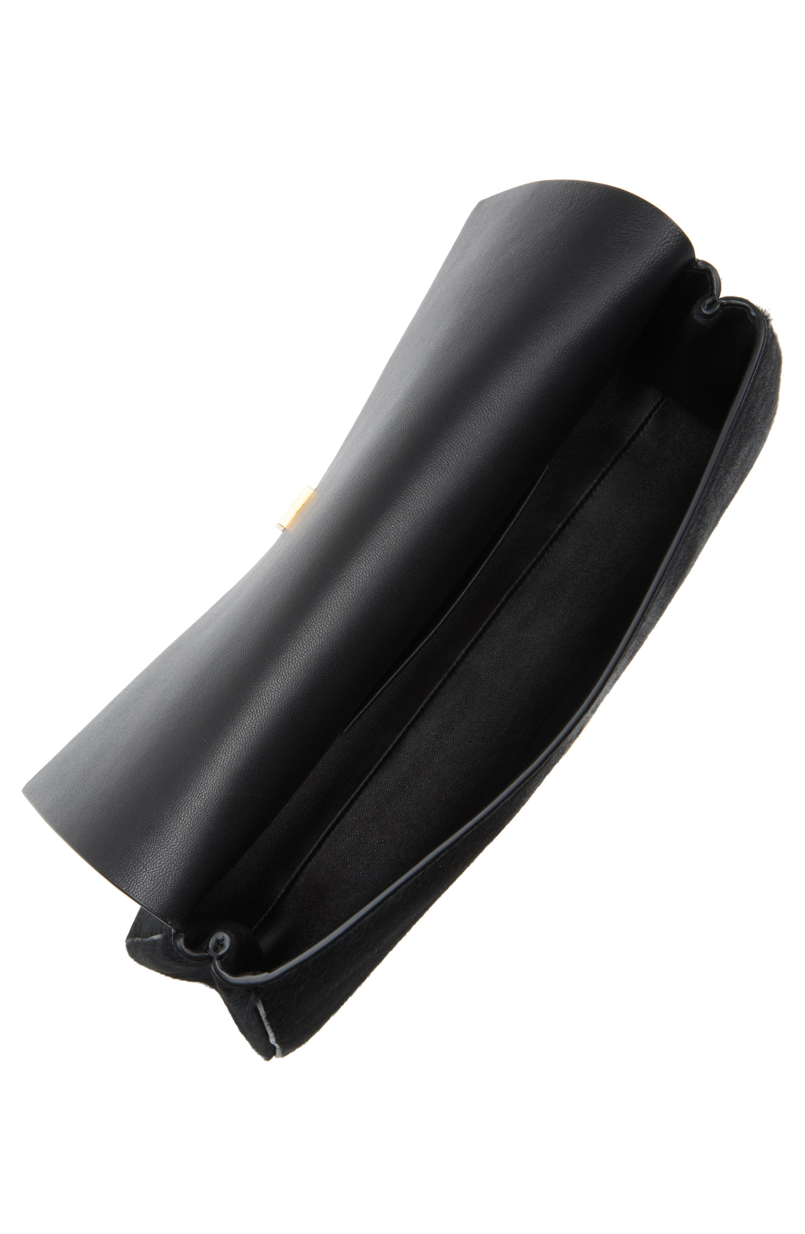 Audrey Calf Hair Clutch, Alternate, color, BLACK
