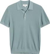 Nordstrom Short Sleeve Textured Cotton & Silk Polo Sweater