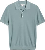 Nordstrom Short Sleeve Textured Cotton & Silk Polo Sweater