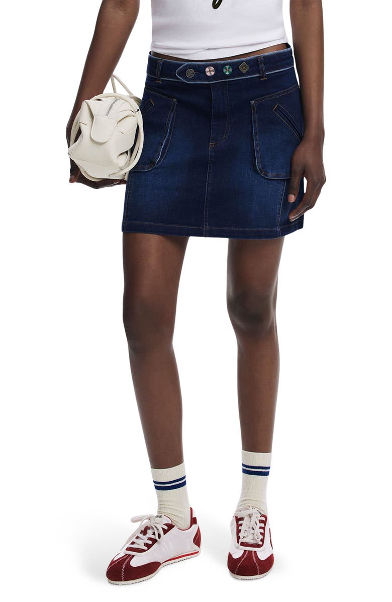 Desigual Denim Miniskirt, Main, color, Dark Blue