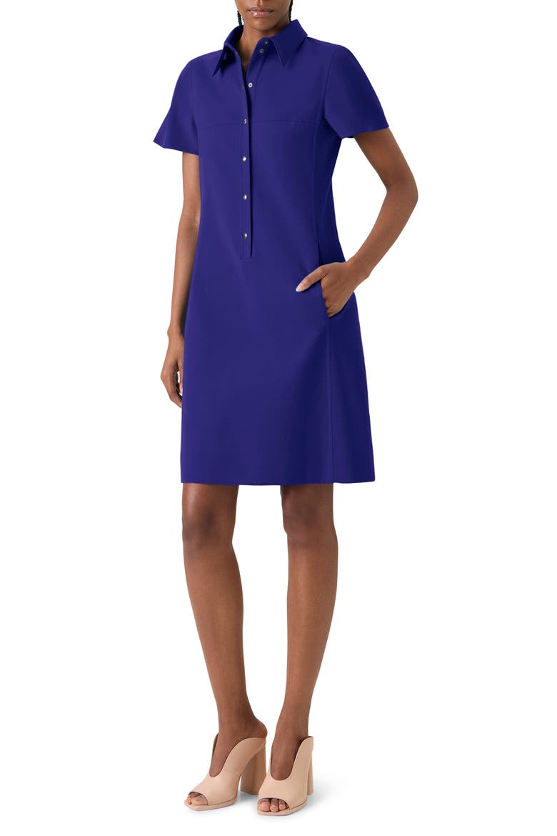 Cotton & Silk Blend Double Face Polo Dress, Main, color, PURPLE