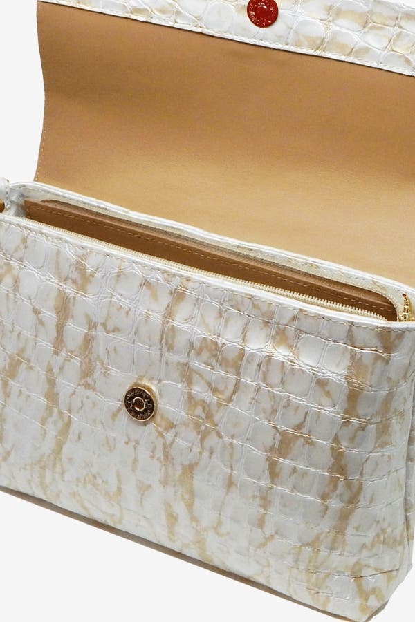 Gallop 509Patent Leather Clutch Shoulder Bag, Alternate, color, Beige / White