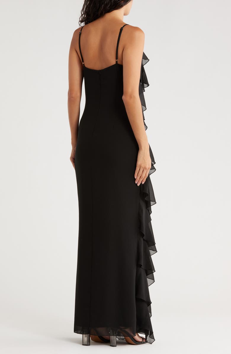 AREA STARS Riza Ruffle Chiffon Maxi Dress, Alternate, color, Black