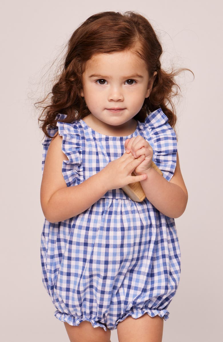 Petite Plume Gingham Check Bubble Romper, Alternate, color, 