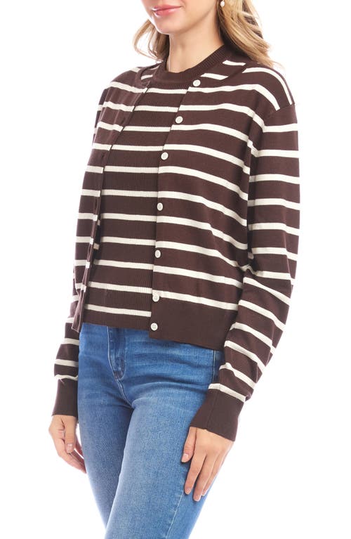 Karen Kane Stripe Cardigan In Brown