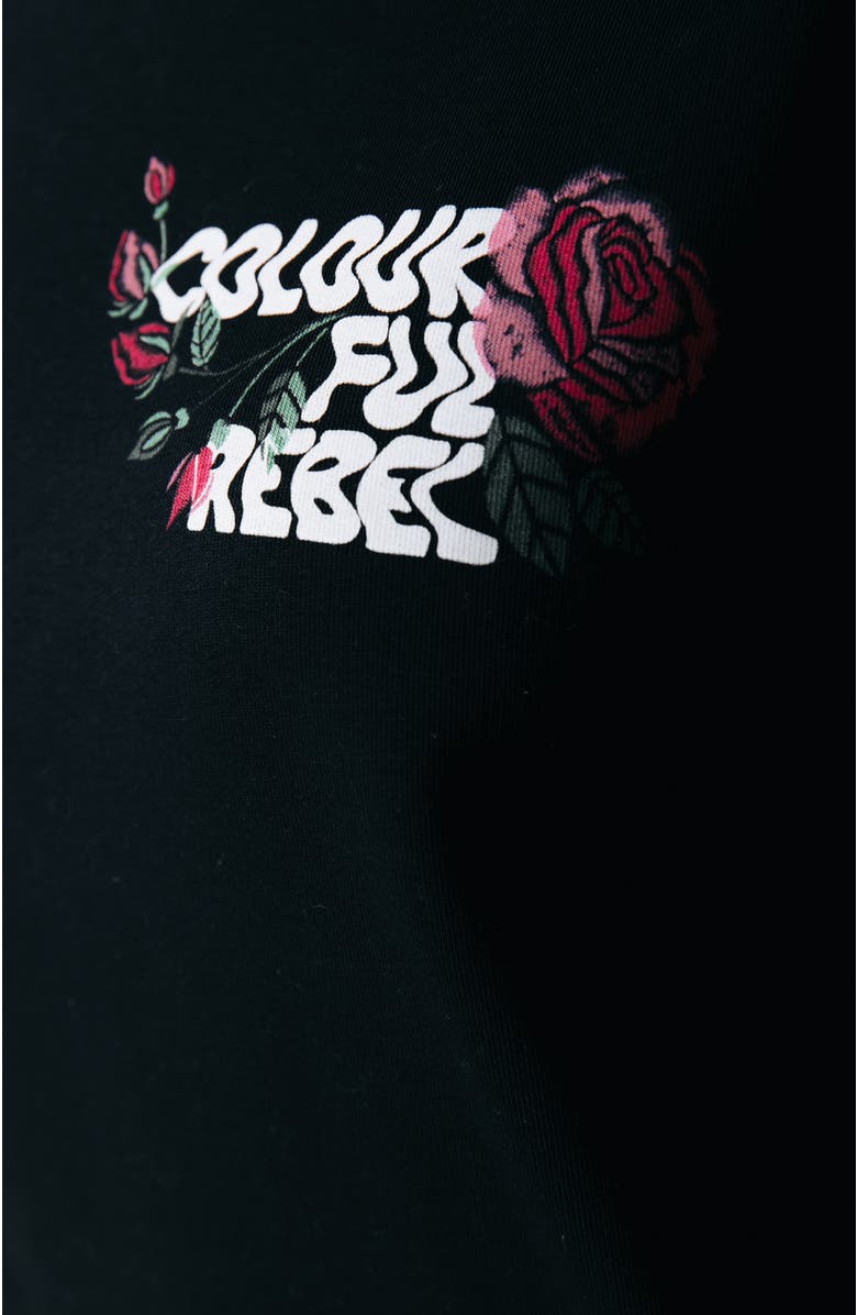 Colourful Rebel Flower Logo Wave Relaxed Sweat, Alternate, color, Black
