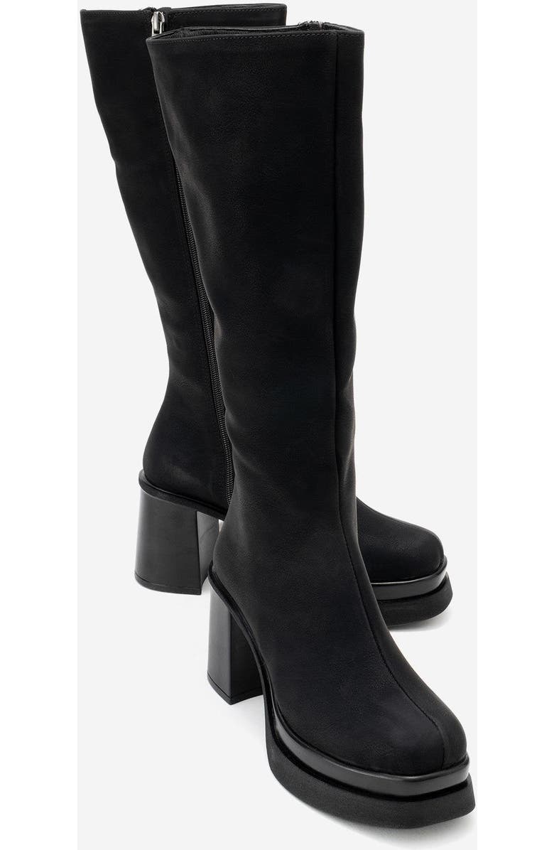 Prologue Shoes Carm Nubuck Platform Mid Calf Boot, Alternate, color, Black Nubuck