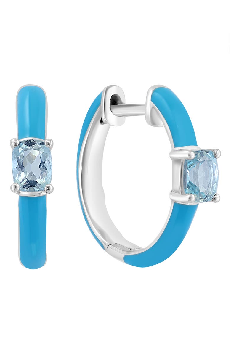 EFFY 14K Gold Oval Stone Enamel Huggie Hoop Earrings, Alternate, color, 