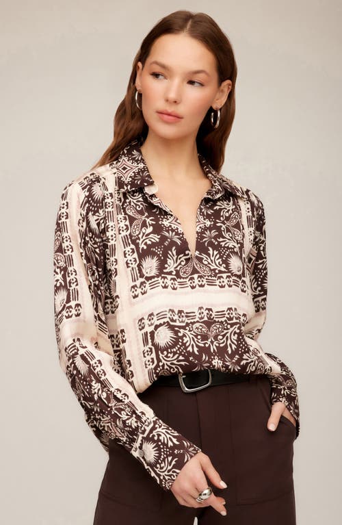 Fifteen Twenty Tess Block Print Satin Shirt In Multi