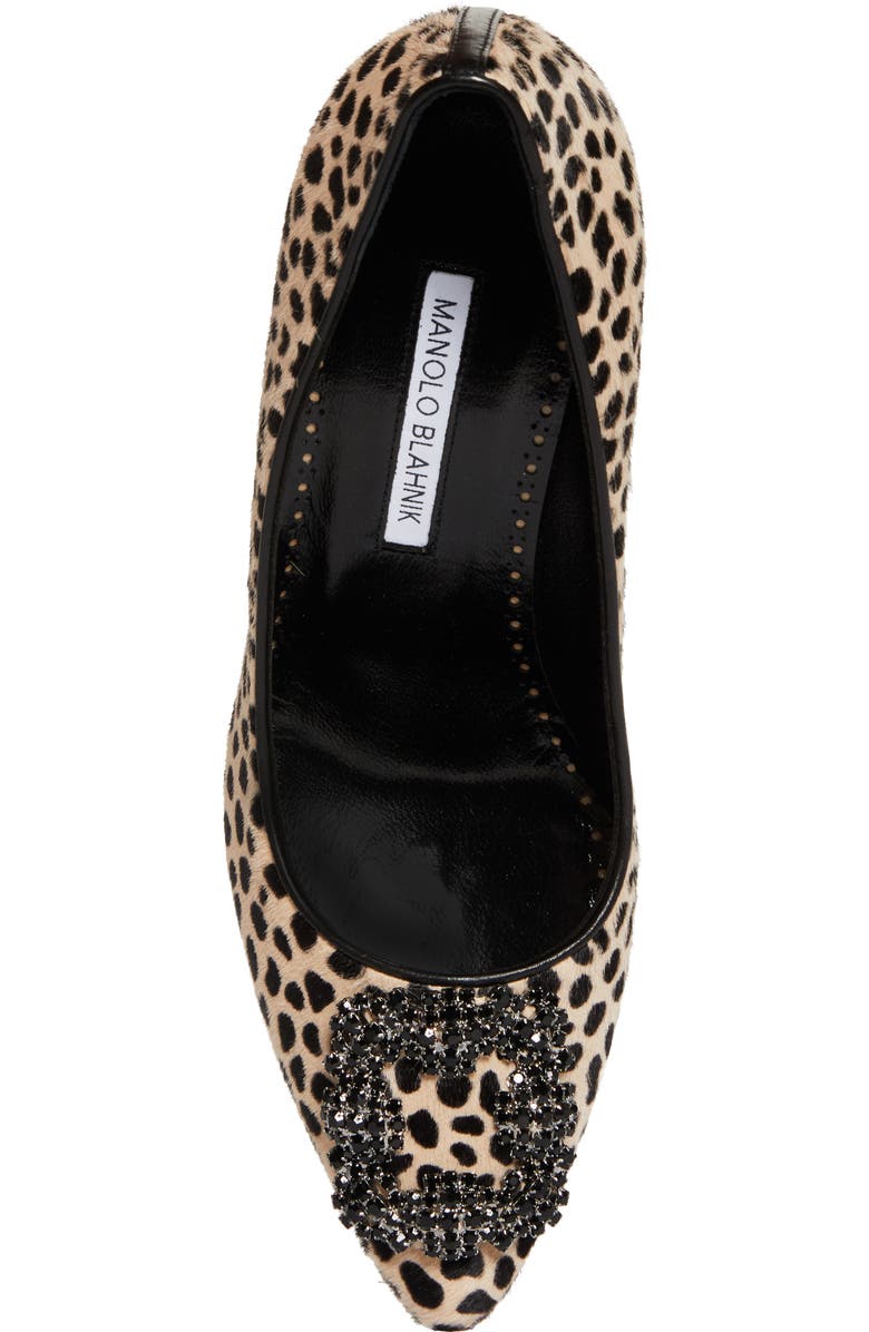 Manolo Blahnik Hangisi Genuine Calf Hair Pump, Alternate, color, Beige/Black Print Calf Hair