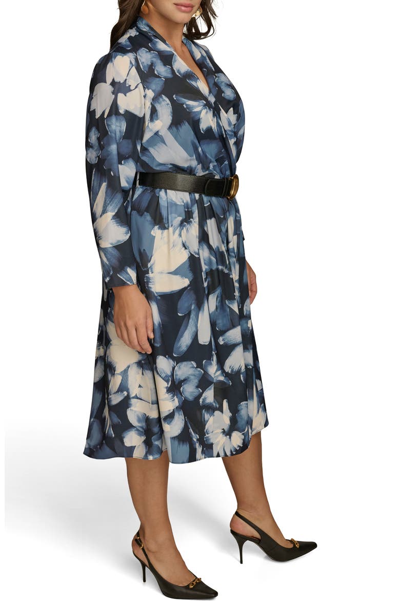 Abstract Floral Belted Midi Dress, Alternate, color, NIGHTFALL MULTI