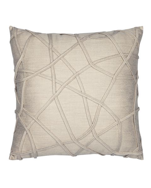 Illusion Handmade dimensional applique Indoor & Outdoor Woven Accent Pillow